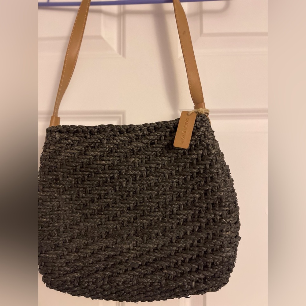 Dark gray woven handbag